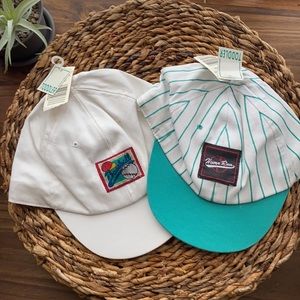 Vintage Kids Toddler Baseball Caps - White and Teal
